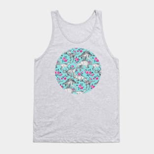 Dinosaurs and Roses – turquoise blue Tank Top